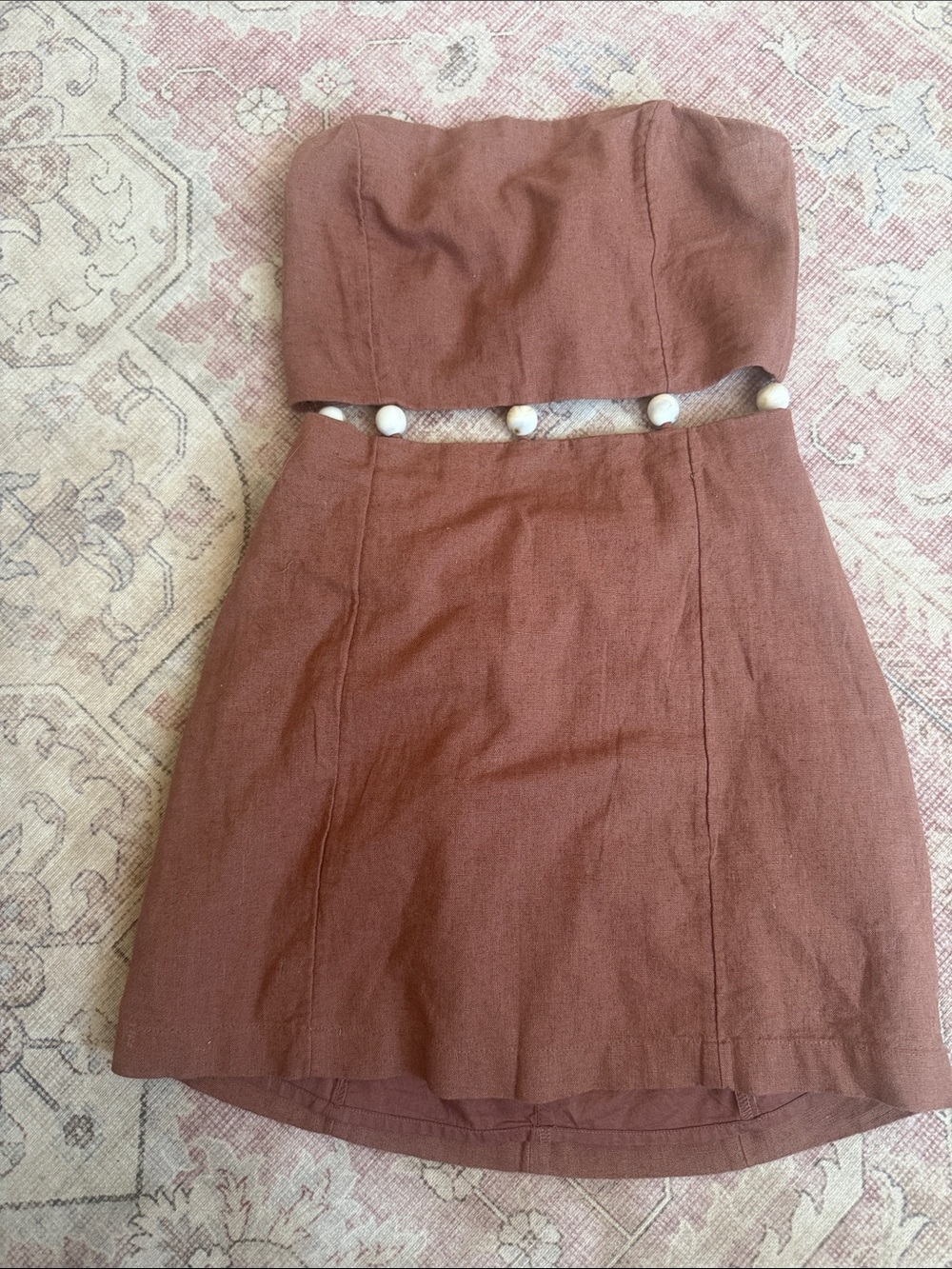 Abercrombie Strapless Rust-Brown Cutout Mini Dress